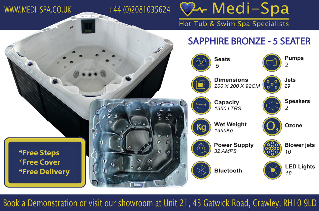 Medi Spa Sapphire Bronze - 5 Person Hot Tub - 39 Jet image 1