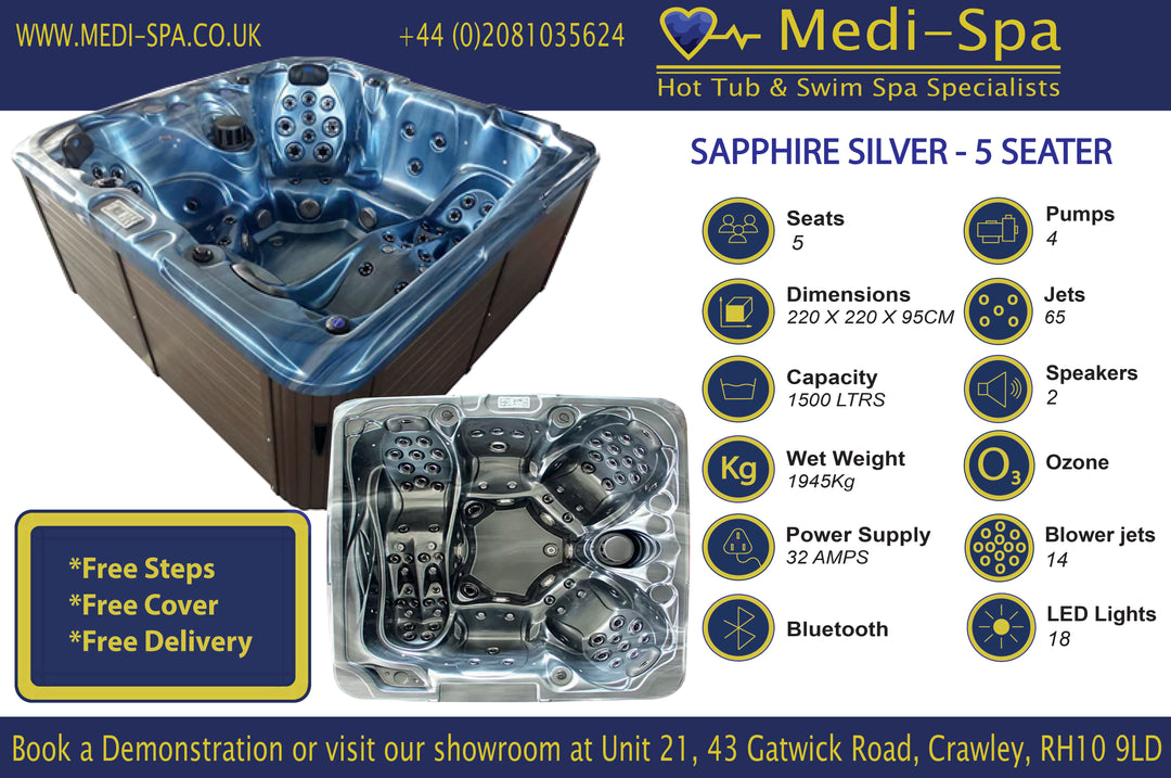 Medi Spa Sapphire Silver - 5 Person Hot Tub - 79 Jet image 4