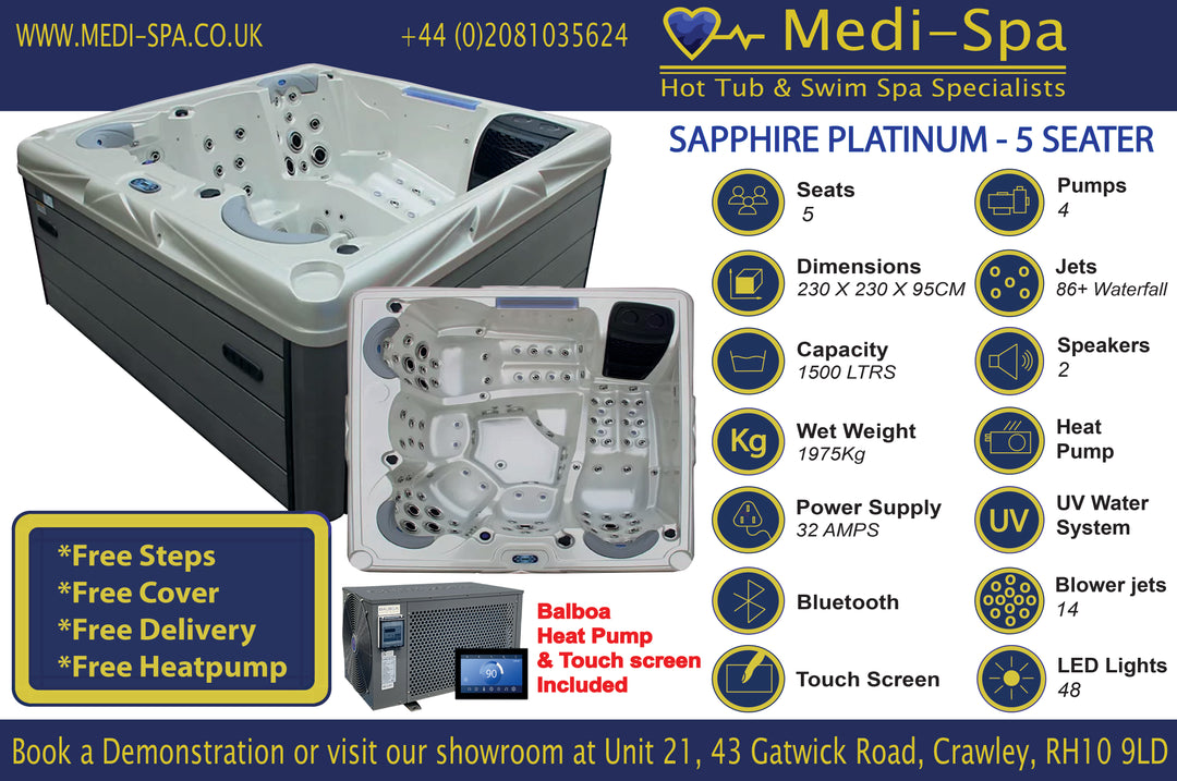 Medi-Spa Sapphire Platinum - 5 Person Hot Tub - 100 Jet image 3