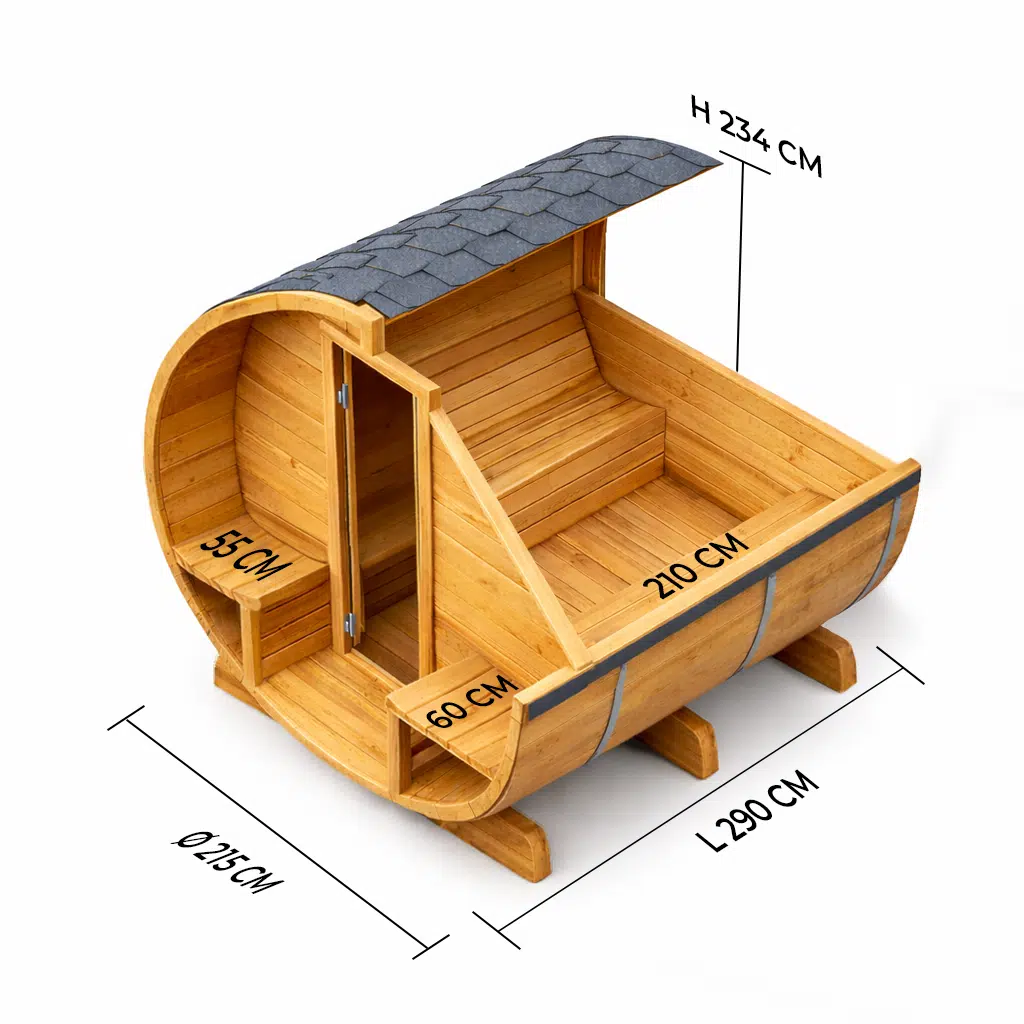 BS6000L Outdoor Half-Glass Barrel Sauna