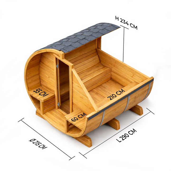 BS6000L Outdoor Half-Glass Barrel Sauna