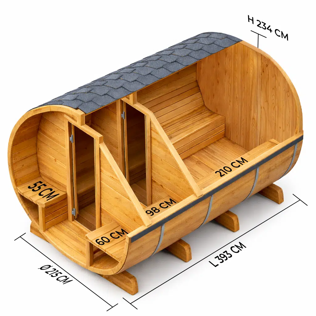 BS8000 Outdoor Half-Glass Barrel Sauna