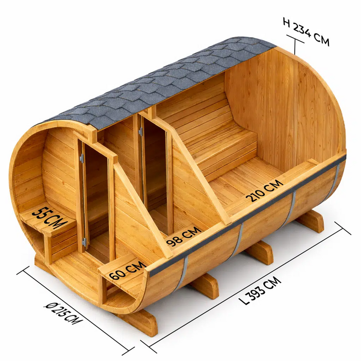 BS8000 Outdoor Half-Glass Barrel Sauna