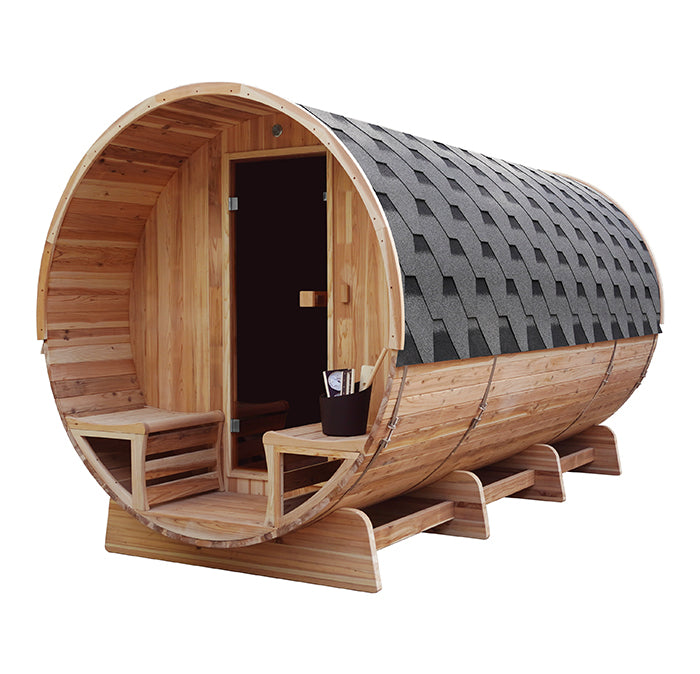 BS8000 Outdoor Half-Glass Barrel Sauna