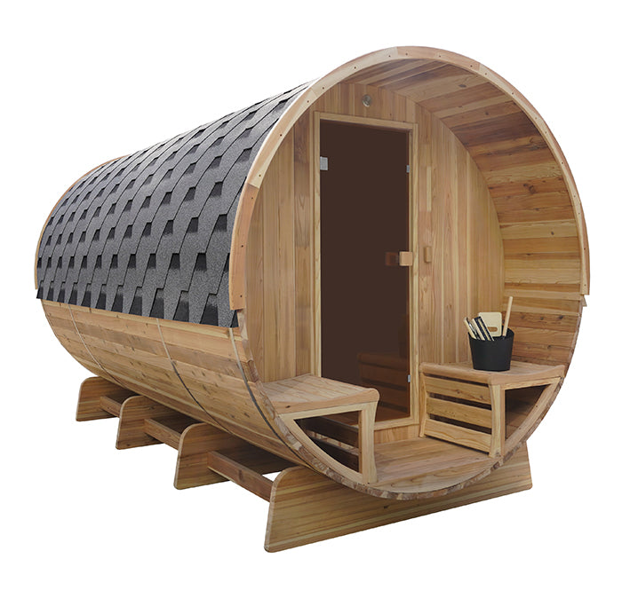 BS8000 Outdoor Half-Glass Barrel Sauna